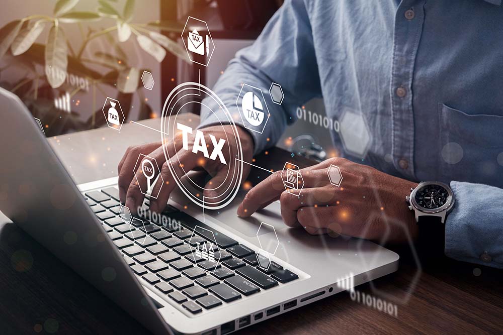 Business owners reviewing tax documents